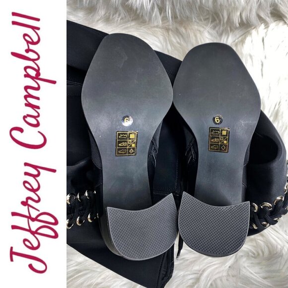 NWOB JEFFREY CAMPBELL Black Elektra Corset Faux Leather Over The Knee Boots, 6 - Picture 11 of 14